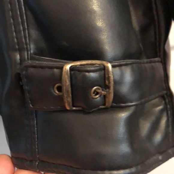 Black Faux Leather Jacket Mens Large - Picture 7 of 12